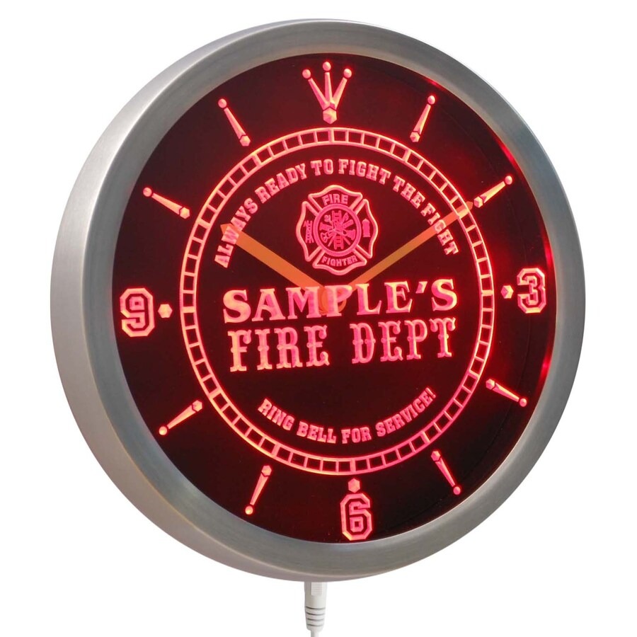 Personalized Custom Firefighter Fire Department Neon Sign LED Wall Clock
